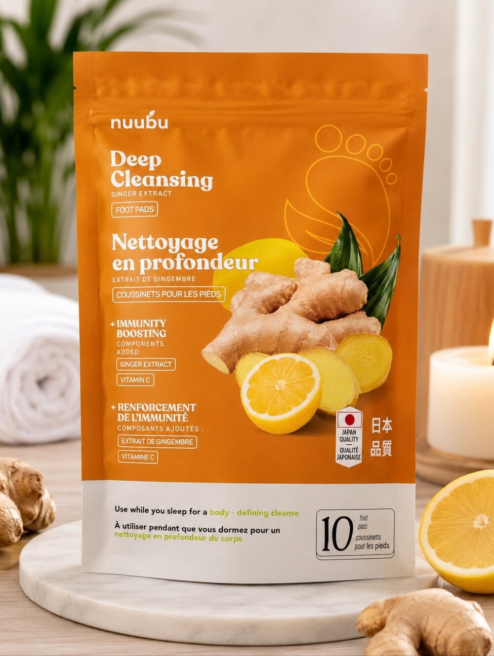 Deep Cleansing Ginger Extract Foot Pads 10 Count Detox Foot Patch New